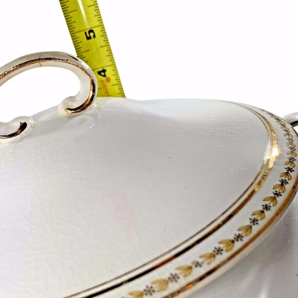 Vtg Homer Laughlin Genesee Covered Tureen Gold Floral Trim G.255 USA READ - Picture 9 of 12